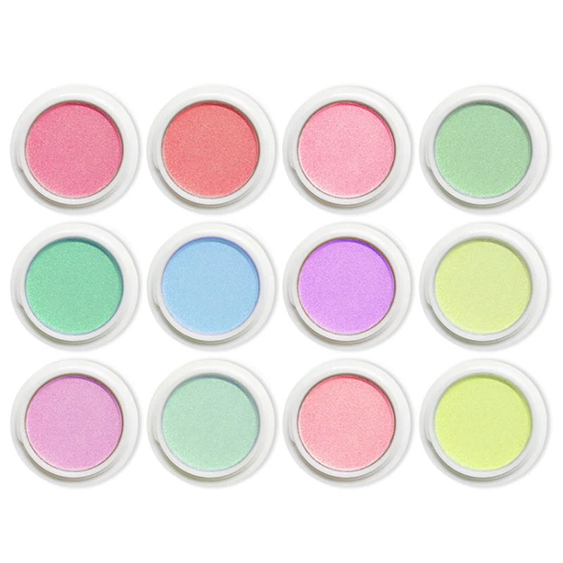 

12Pcs Aurora Nail Glitter Powders Pearl Shimmer Pigment Mirror Rub Dust Brush Dipping Chrome Nail Art Decor Manicure