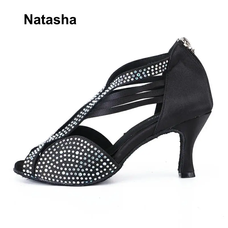 Nantasha/Обувь для латиноамериканских танцев на высоком каблуке со стразами