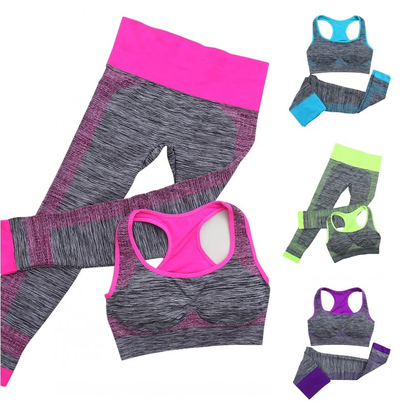 Женский комплект для йоги бюстгальтер + штаны фитнеса тренировок спортзала бега