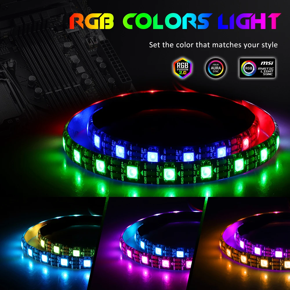 Материнская плата RGB адресуемых WS2812b Светодиодные ленты для ПК чехол для ASUS Aura SYNC, MSI Mystic светильник синхронизации, RGB Fusion 2,0, 3 Pin Header