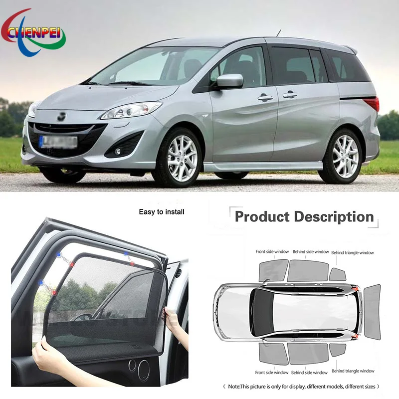 For Mazda 5 2011 Car Full Side Windows Magnetic Sun Shade UV Protection Ray Blocking Mesh Visor Car Decoration Accessories