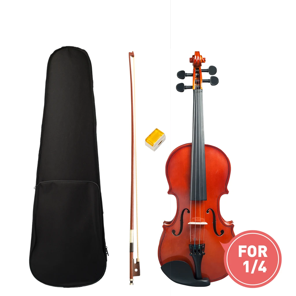 NEW 1/4 Violin High Gloss Finishing Violin  W/Case+Bow+Rosin Set For Biginner Violin Learner Natural Color Violin/Fiddle