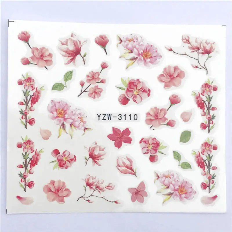 

WUF 1 PC Transparent Color Flower Water Transfer Sticker Nail Art Decals DIY Fashion Wraps Tips Manicure Tools