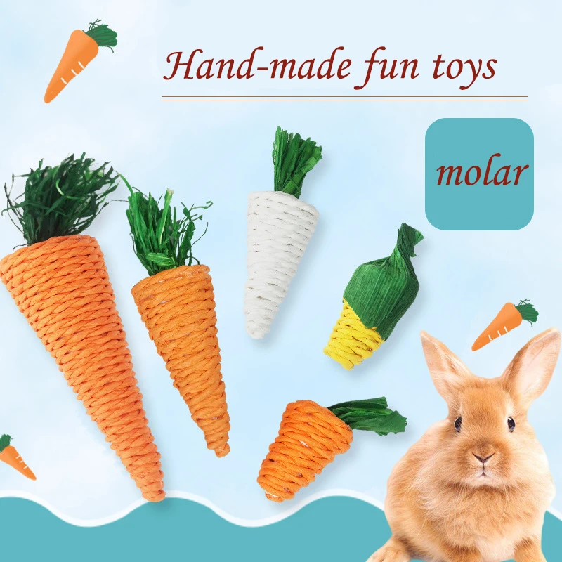 

Pet Rabbit Woven Carrot Interactive Toys Guinea Pig Chinchilla Cats Molars Rod anti-boring Chew Toy Pet Tooth Cleaning Products