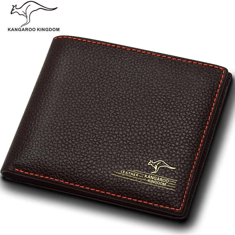 

KANGAROO KINGDOM luxury men wallets genuine leather short design ID card holder pocket purse
