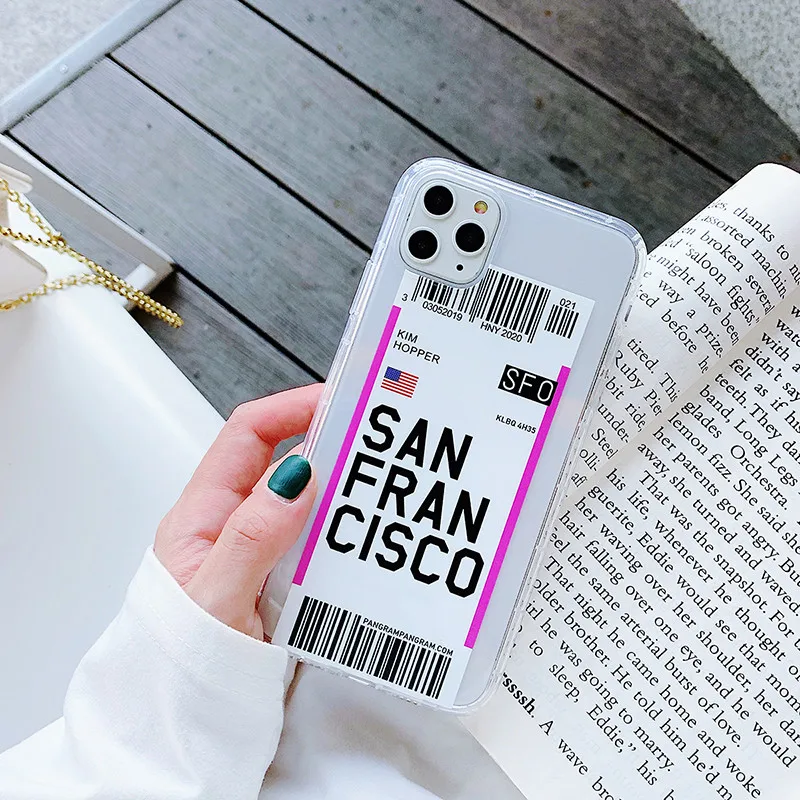 hot san francisco washington vancouver chicago boston phone case for iphone 6 s 7 8 11 12 mini pro x xs max xr air ticket cover free global shipping