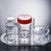 transparent kitchen supplies glass spice jar for salt sugar pepper powder with spoon acrylic seasoning bottle salt glass jar