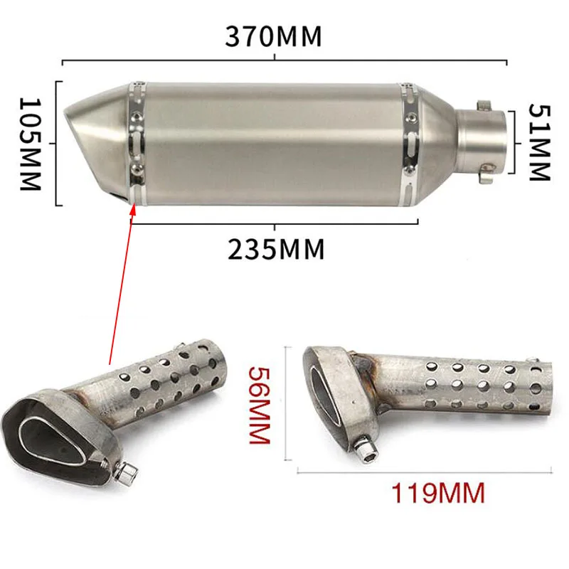 Универсальный глушитель выхлопной трубы для мотоцикла 51/60 мм | Выхлопные системы -1005001515171140