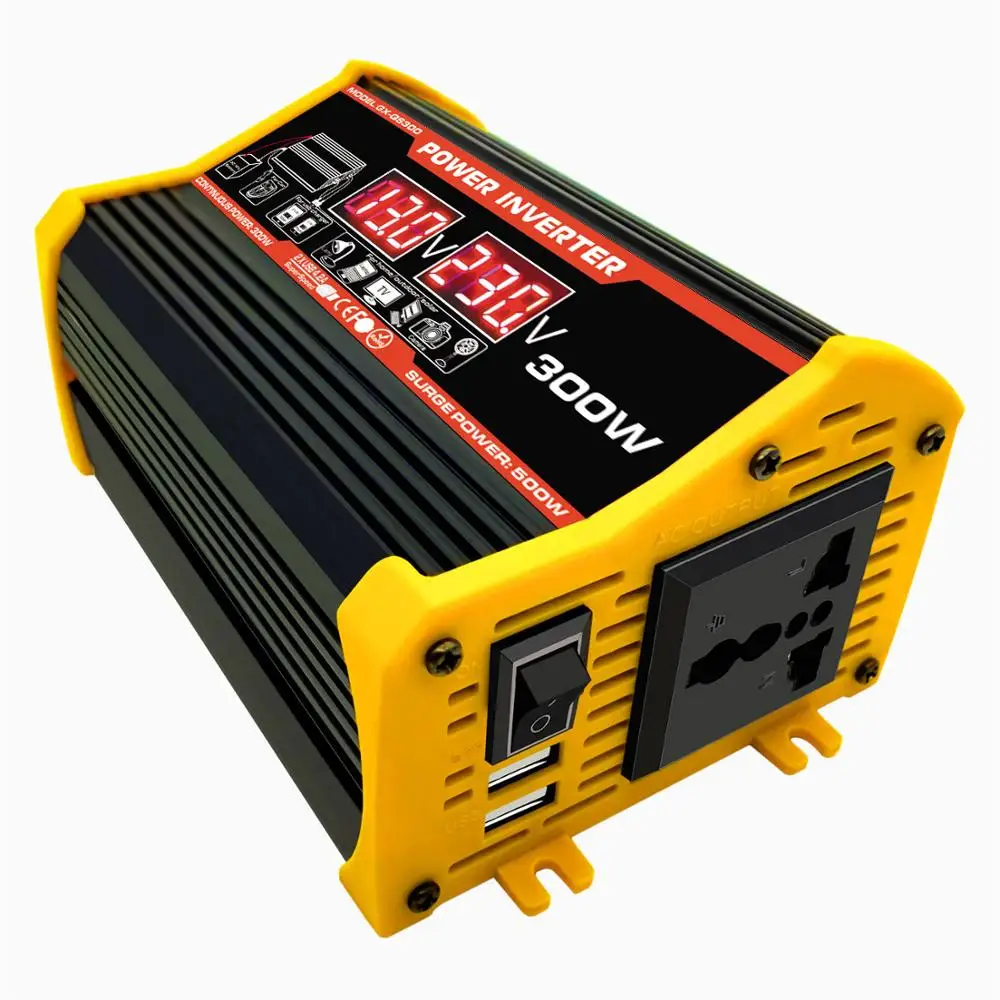 Двойной USB светодиодный дисплей портативный автомобильный инвертор зарядное