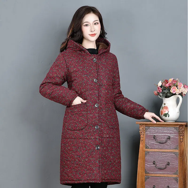 

Mother Wear Winter Thickening Long Middle-Aged And elderly Padded Jacket Women