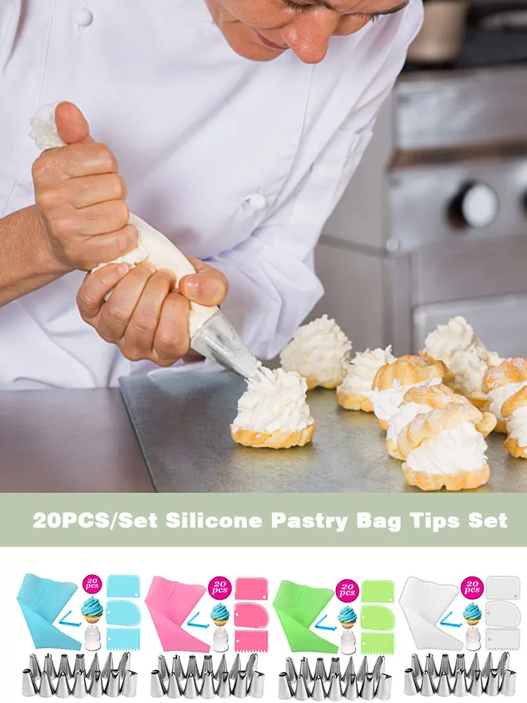 20 шт./компл. силиконовые кондитерские мешки наконечники кухонные сделай сам для