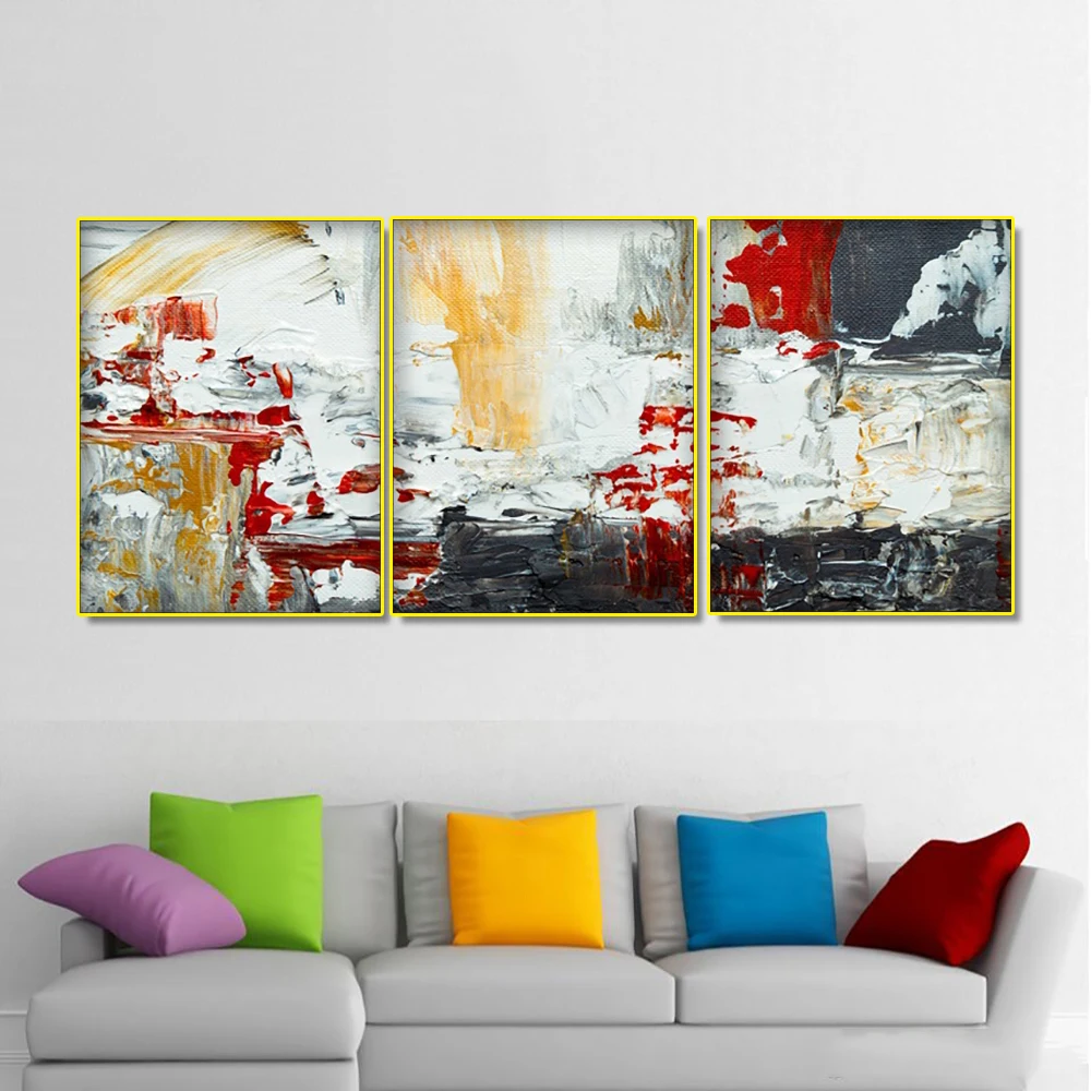 

Laeacco 3 Panel Canvas Calligraphy Abstract Painting Watercolor Wall Art Graffiti Pictures Posters Prints Living Room Home Decor