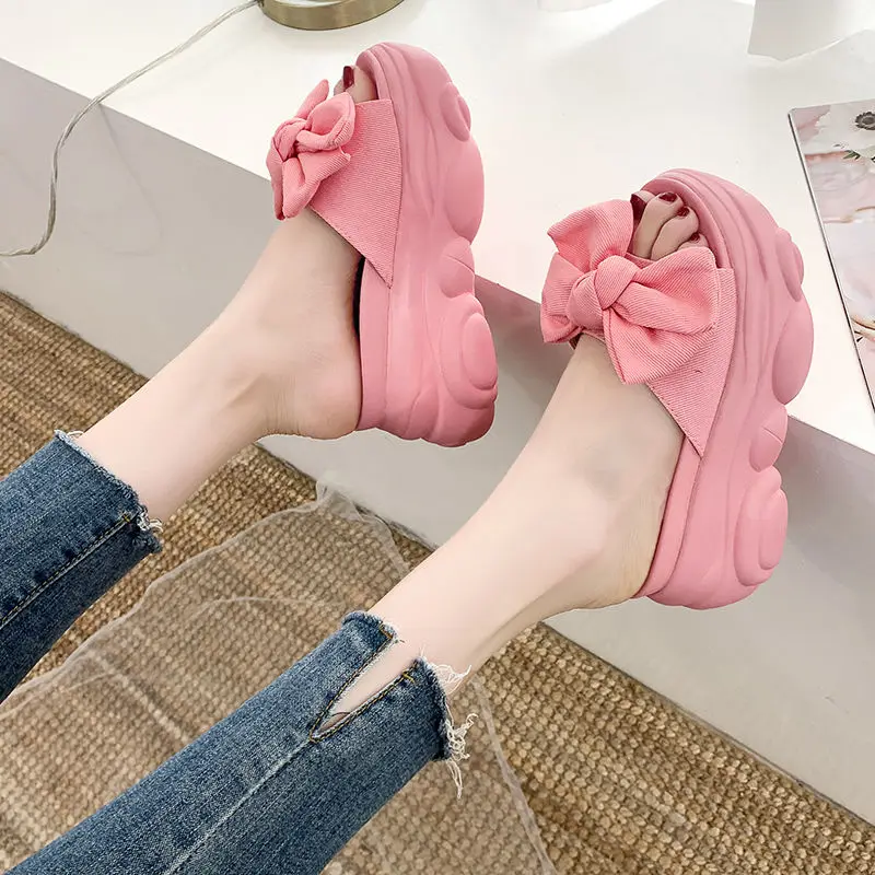 2021 Women's Slippers, Summer Thick-soled, Wedge-heel Platform Shoes, Women's Sandals, Women's Sandals And Slippers, Beach Shoes