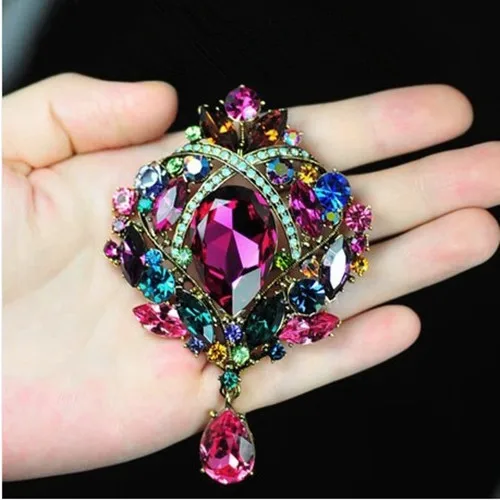 4 &quotВинтаж Элегантный большой Украшенные стразами в форме капли воды с
