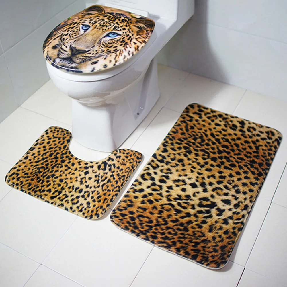 3 шт. с принтом тигра напольный коврик для ванной комнаты крышка унитаза