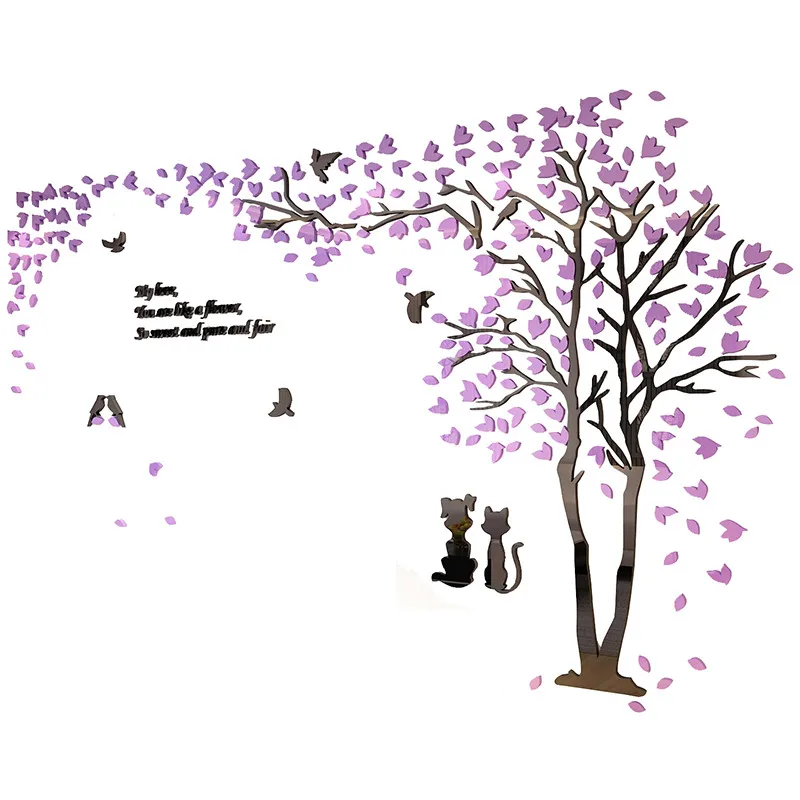 

Creative Flowering Tree Pattern Acrylic Wall Sticker Romantic Home Decor Wall Stickers 1pcs TV Sofa Background Wall Decorations