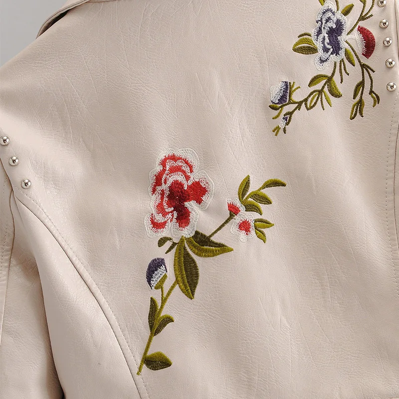 Женская мотоциклетная куртка на молнии с цветочным принтом из ПУ кожи | одежда