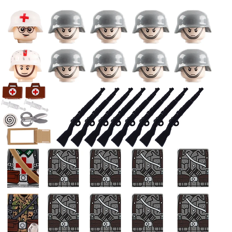 Военная Униформа WW2 немецкий строительные блоки Minifigs солдат сотрудников 98 к