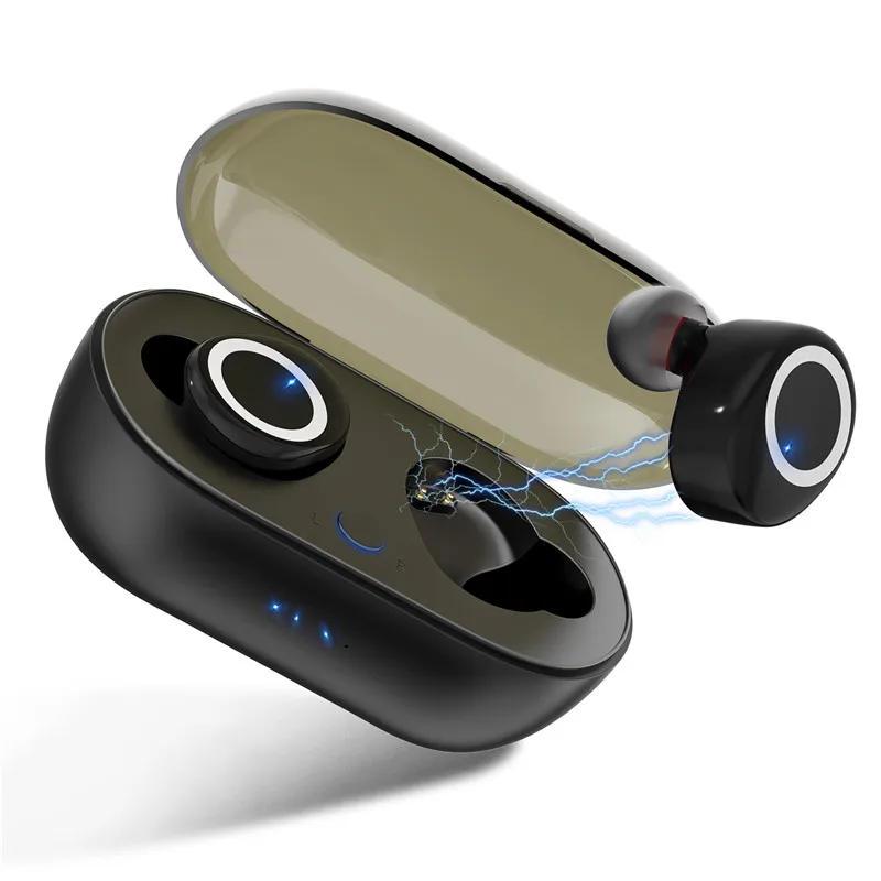TWS 5,0 Bluetooth наушники 3D стерео беспроводные наушники HiFi Звук без задержки с микрофоном и зарядной коробкой для всех телефонов - Цвет: Black Silver