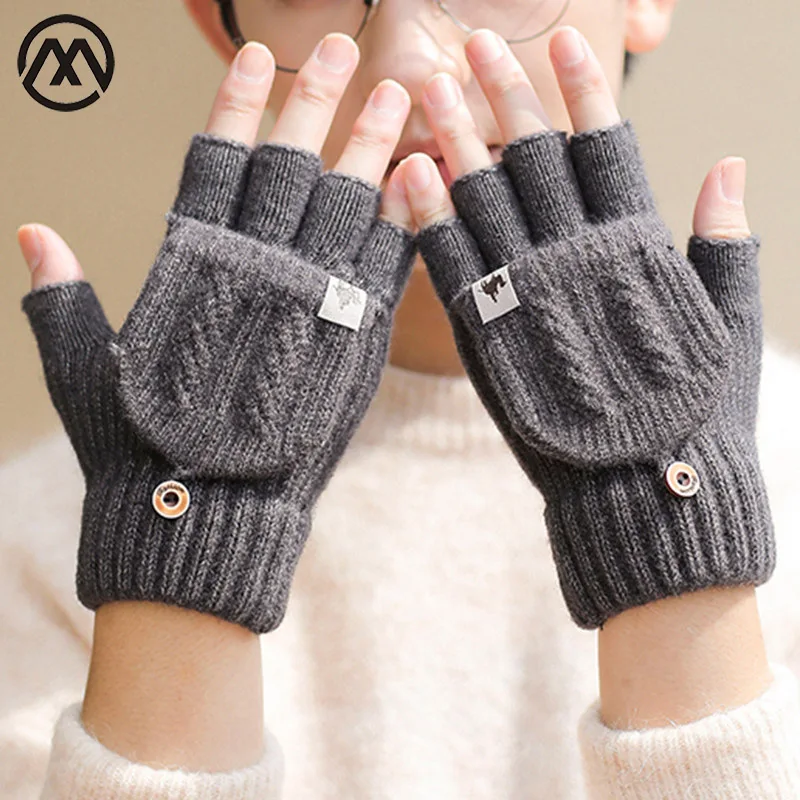 

Woolen Gloves Men's Autumn Winter Plus Velvet Warmth Riding Motorcycle Windproof Cold Protection Touch Screen Student 1 Pairs