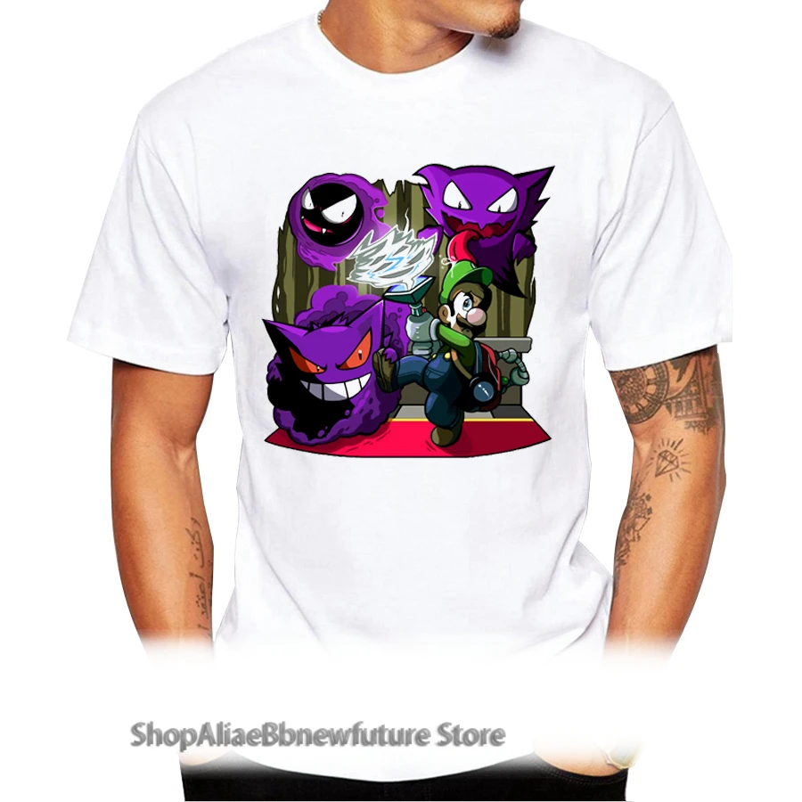 

2021 Creative Luigi Catches Them All Design Men Fashion T Shirt Spirits Printed Tops For Boy Short Sleeve Casual T-shirt