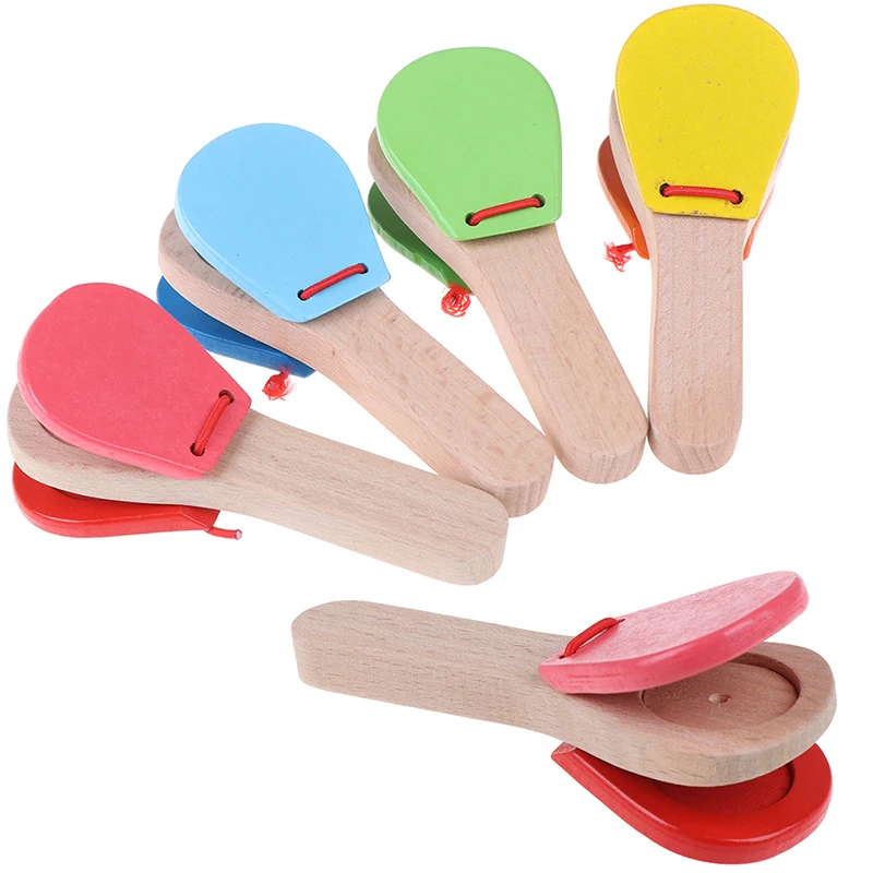 

Colorful Wooden Percussion Handle Clapping Castanets Board For Baby Musical Instrument Preschool Early Educational Toys