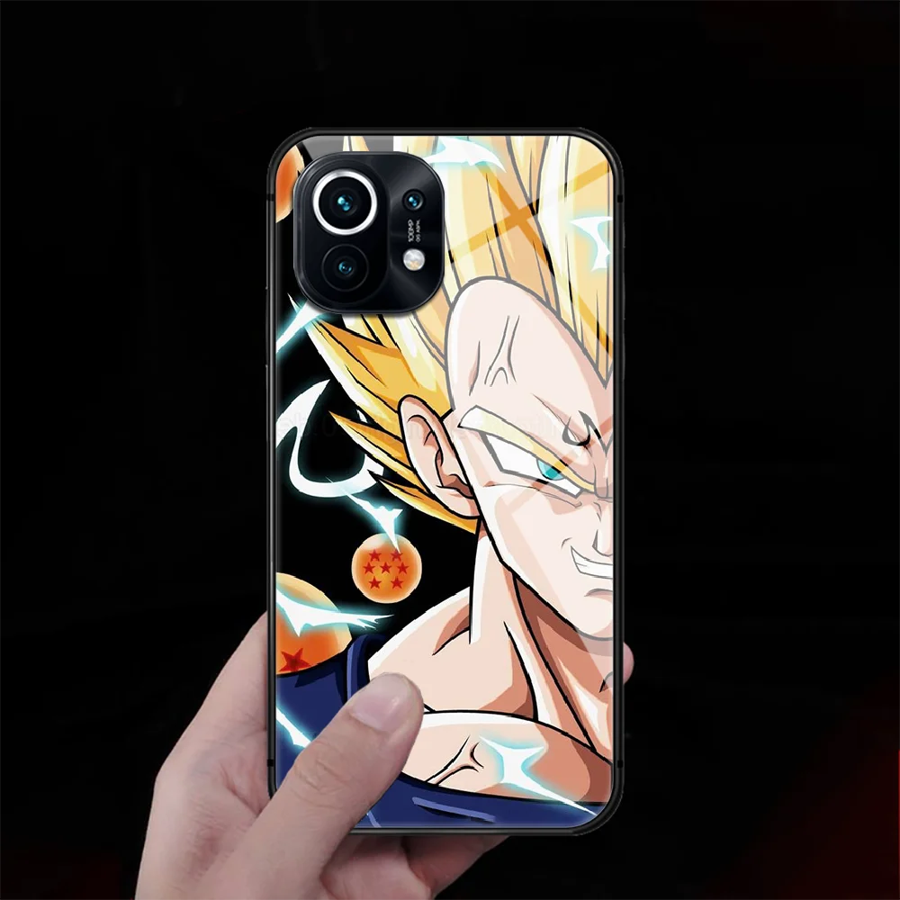 

D-Dragons Ball Vegeta Tempered Glass Phone Case Cover For Xiaomi Mi Note 9 10 11 T Pro Lite Ultra Funda Black