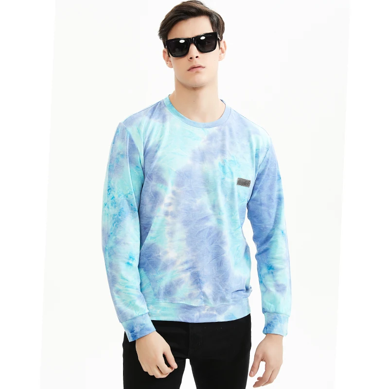 

Cotton Fashion Tie Dye Bandhnu Quality O-Neck Round Neck 3D Hip Hop Spring Autumn Man Long Sleeve T-shirt Tee Men Sweatshirt