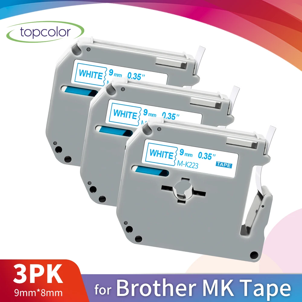 Topcolor M K223 MK223 совместимый с Brother лейбл скотч MK 223 синий на белом 9 мм принтер лента