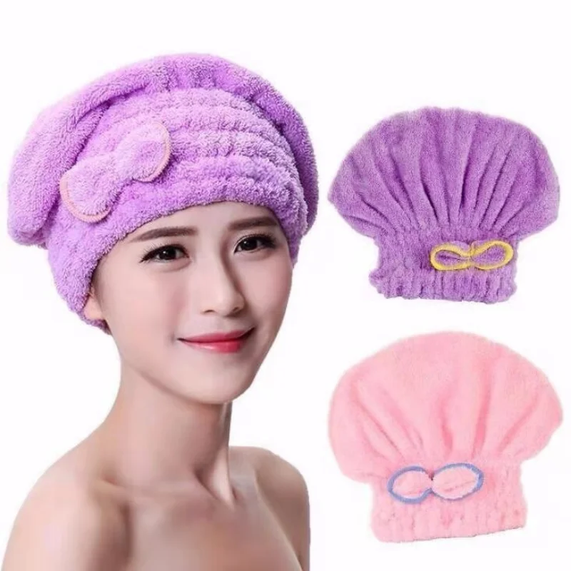 

Microfibre Quick Hair Drying Bath Spa Bowknot Wrap Towel Hat Cap For Bath Bathroom Accessories