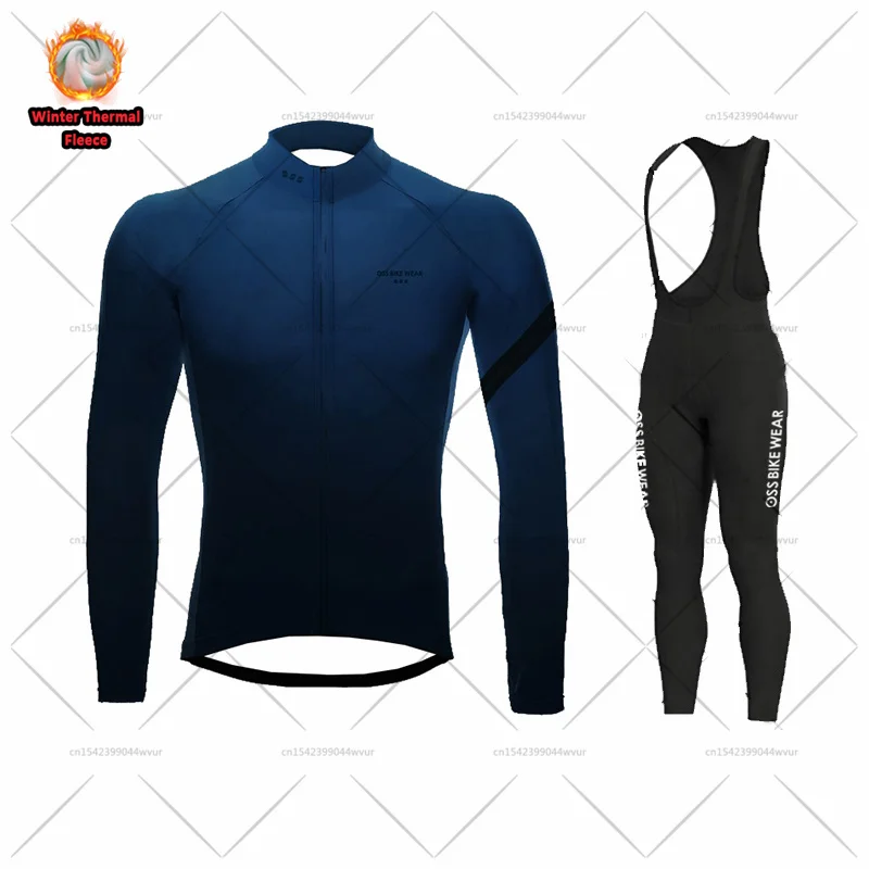 

2021 OSS BIKE WEAR Winter Thermal Fleece Cycling Jersey Set long sleeve Cycling Clothing Bicycle Wear Bike Clothing MTB maillot