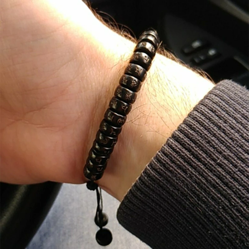 Браслет Noter Мужской деревянный в стиле панк минималистский плетеный браслет для