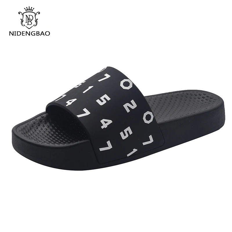 

Fashion Women's Thick Bottom Digital Slippers Casual Light Fashion Women's Shoes Home Non-slip Bathroom Slides Zapatos De Mujer