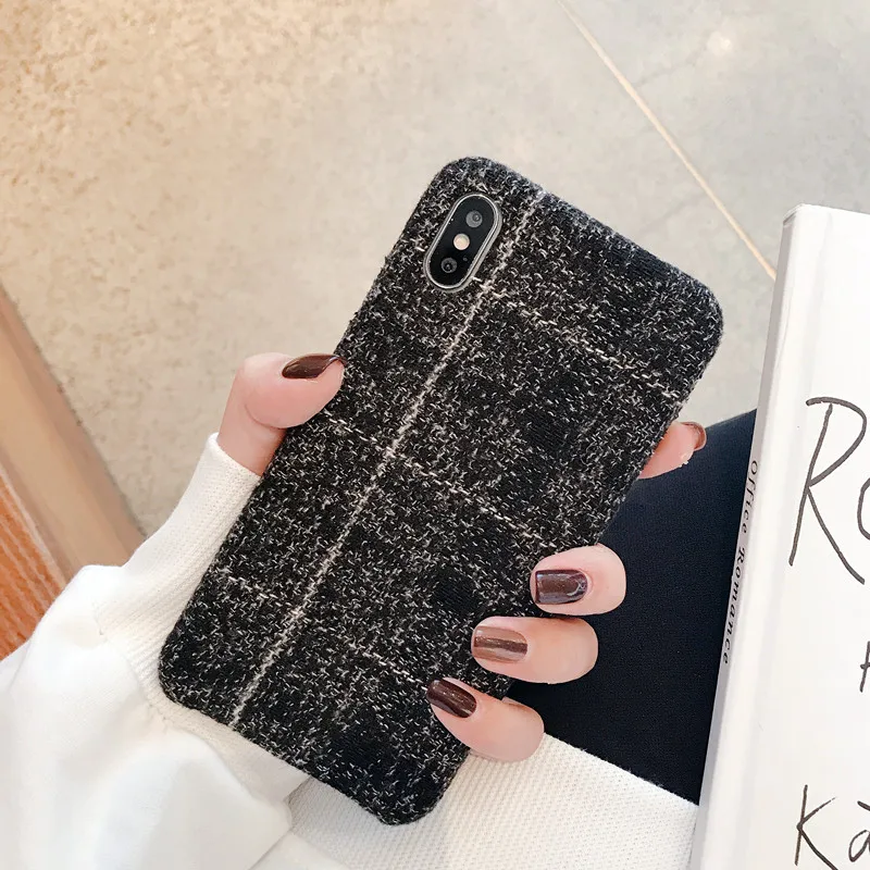 ORYKSZ Warm Corduroy Texture Phone Case For iphone 11 Pro Max 6 6S 7 8 Plus X XR XS Simple Suede Soft back shell cases |