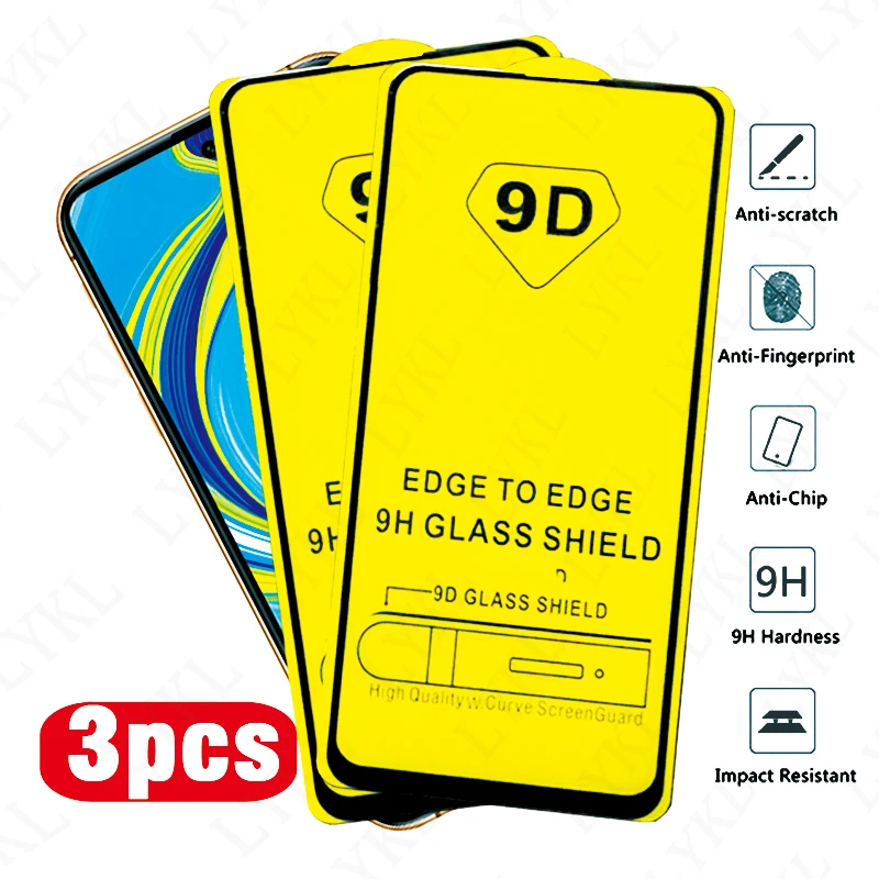 

3pcs redmi note 9s 9 s Glass 9D Full Glue protective Glass For xiaomi redmi note 8 9 pro max 8t 8a 10 T 7a screen protector Film