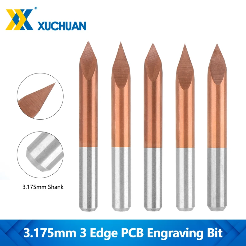 

10pcs 3 Edge Pyramid Engraving Bits TiCN Coated 3.175mm Shank V Shape Carving Bit 20-90 Degree Tip 0.1-0.3mm 3D Milling Cutter