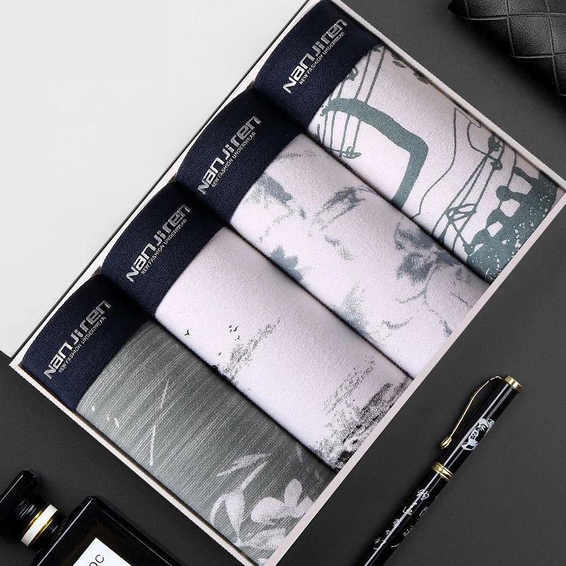 4pcs/Lot Men Boxer Underwear Brand cotton Underpants Boxers Homme Shorts Male Cueca Boxer Shorts Sexy Man Cotton Panites