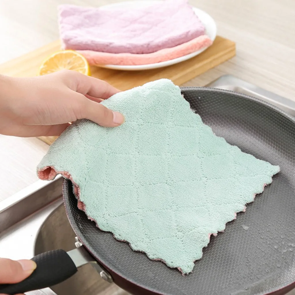 Кухонные полотенца, 4 шт., антипригарное масло, коралловый бархат, подвесные полотенца для рук, кухонные полотенца, ткань из микрофибры, Torchon De Cuisine Coton