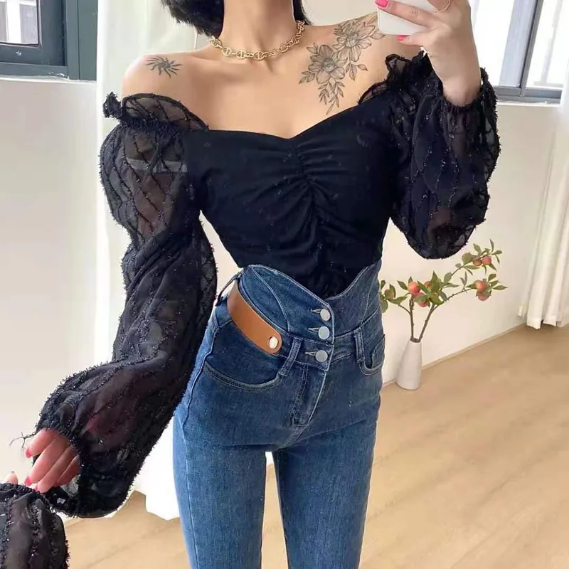 Женские Топы плиссированная полая Out (головоломка) с длинными рукавами для женщин