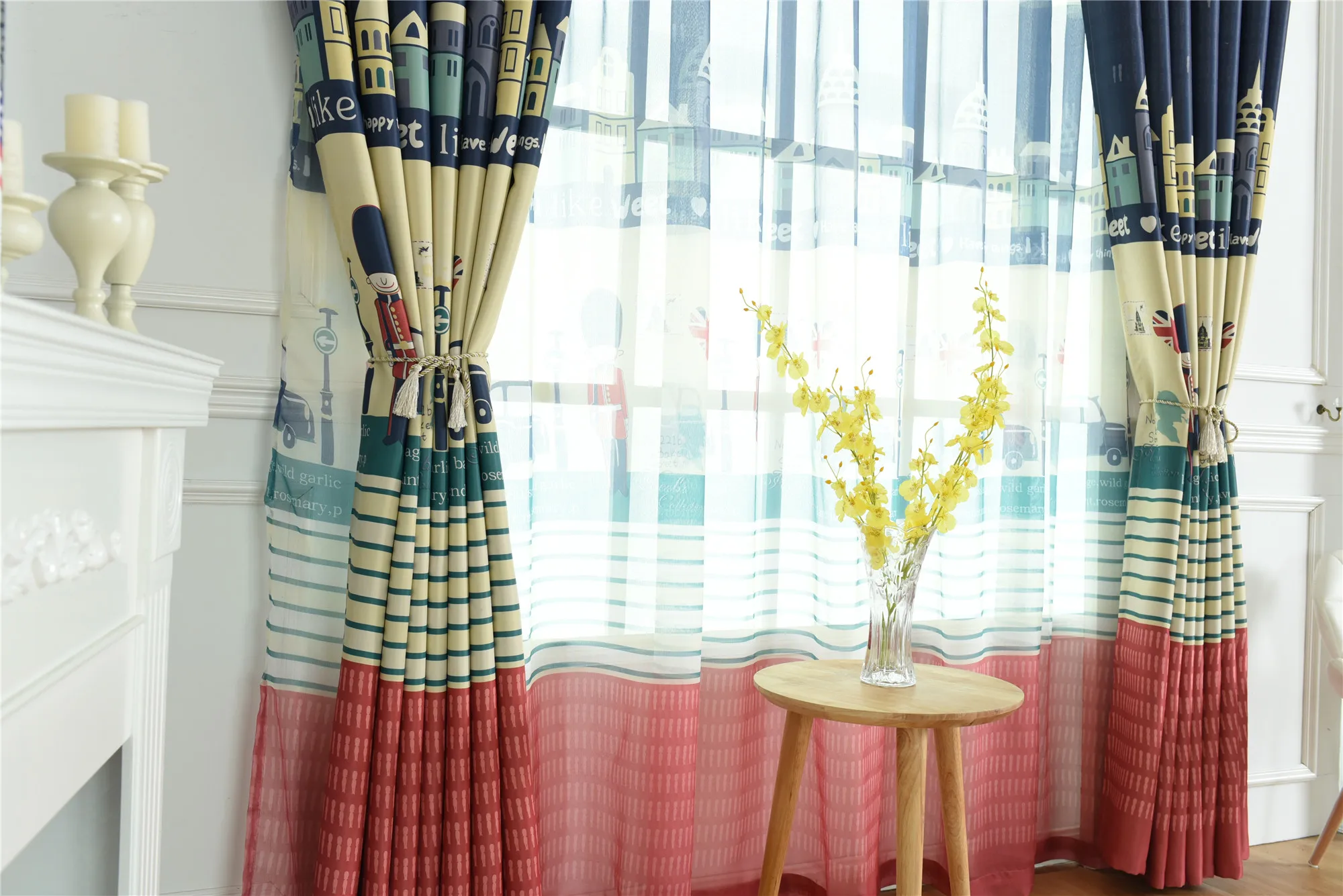 TONGDI Детские затемняющие шторы с принтом рыцаря замка высококачественные