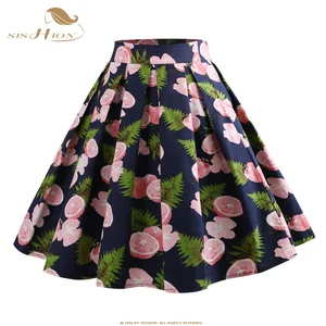 Женская хлопковая юбка с высокой талией SISHION, черная трапециевидная Винтажная летняя юбка с принтом лимона, SP1130, новинка 2021