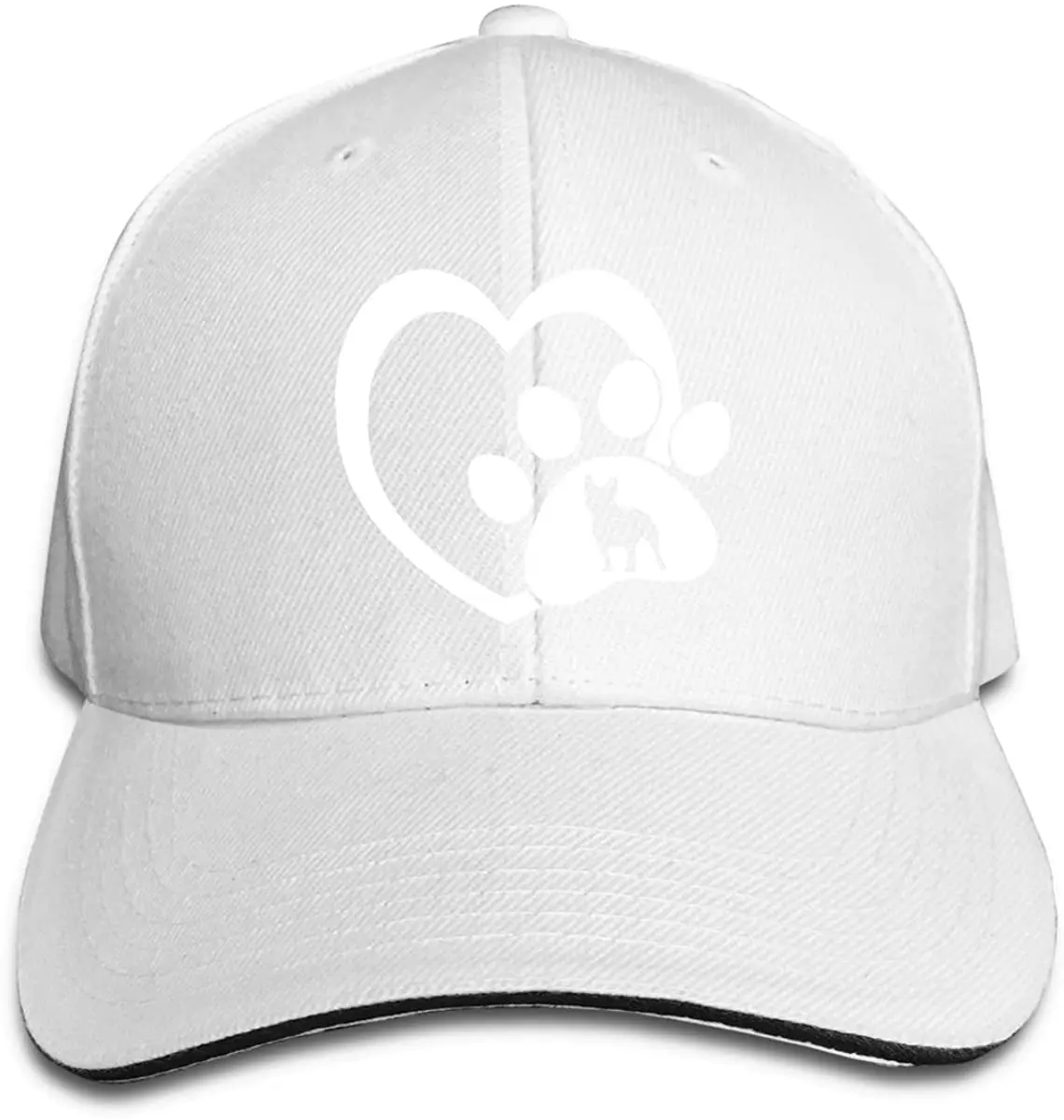 

French Bulldog Love Heart Paw Trucker Baseball Cap Adjustable Peaked Sandwich Hat