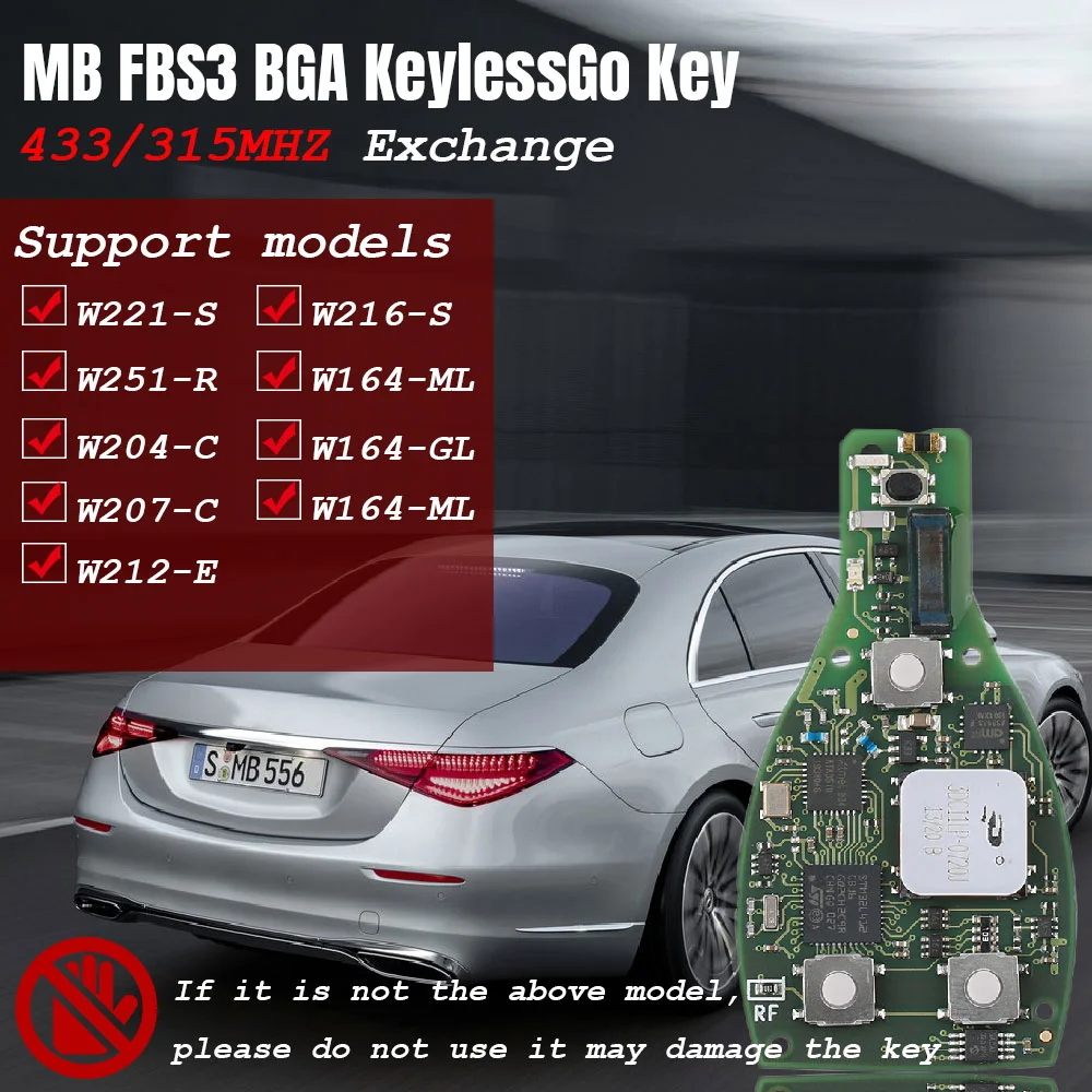 Оригинальный Запуск ключа CG MB FBS3 Smart KeylessGo без для Mercedes 315/433 МГц W164 W166 W216 W221 W251 3/4