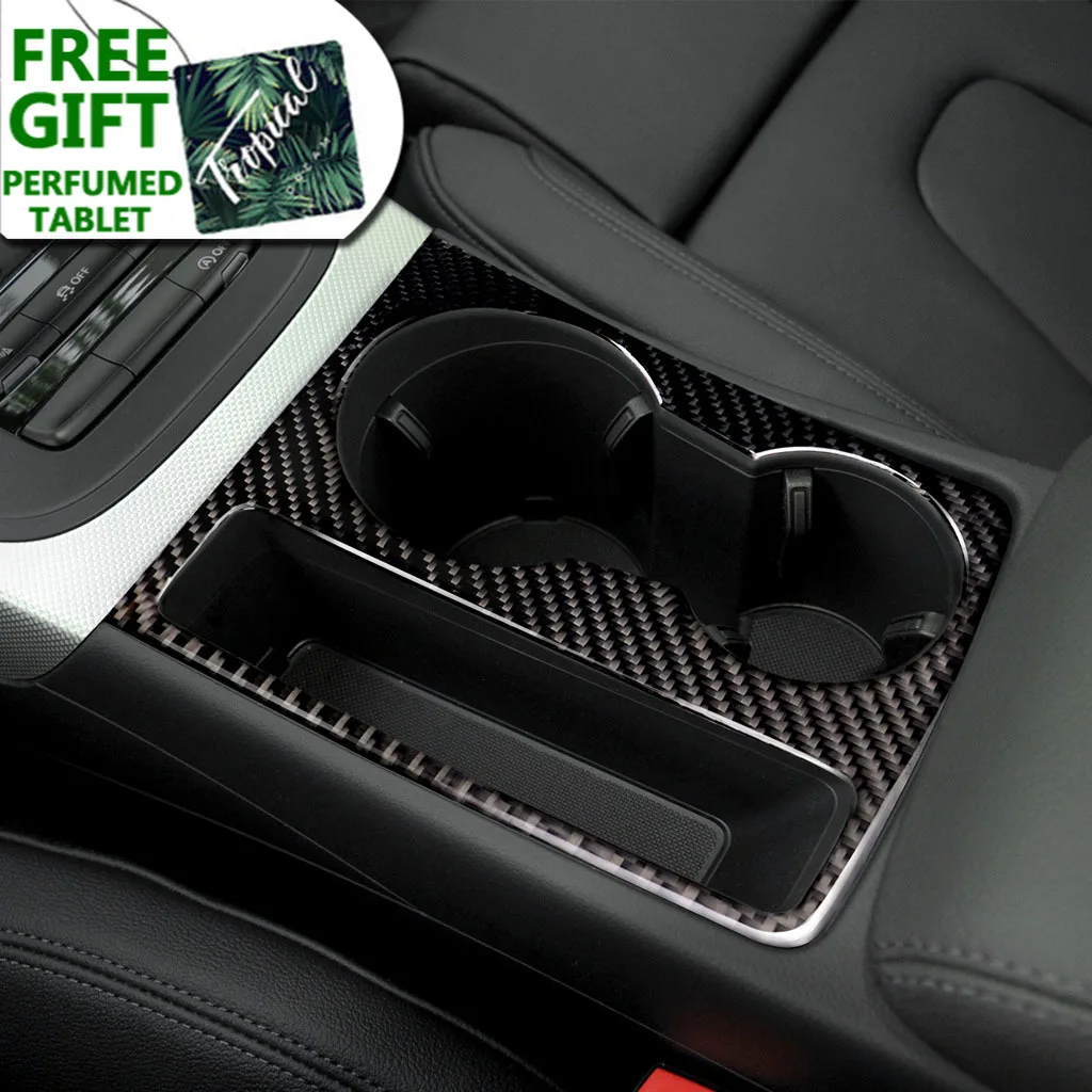 

For Audi A5 A4 B8 2009-2015 Carbon Fiber Trim Cup Holder Decorative Frame Decal Cover Sticker Cover Car Styling Accessories