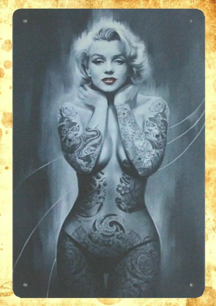 

house decoration Marilyn Monroe Tattoos sexy tin metal sign