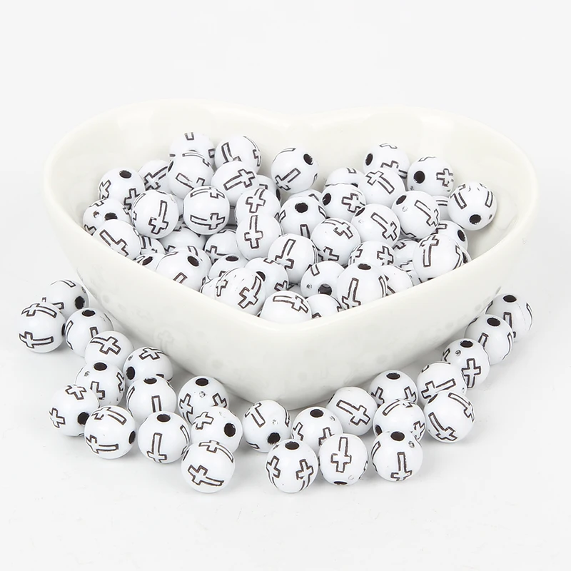 50 шт смешанные цвета белый с черным перекрестным креплением акриловые бусины для