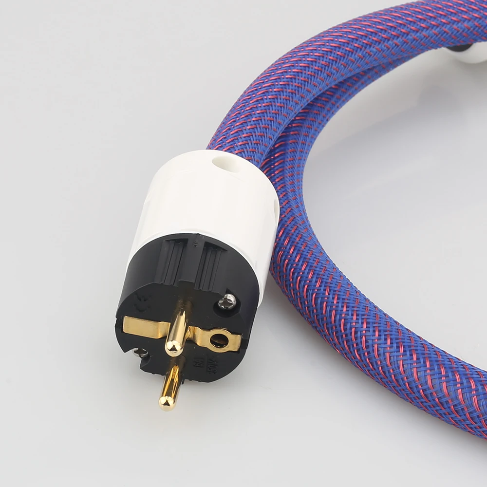 

Audiocrast High Quality P110 +DW27 Silver Plated HIFI Power Cord Cable Schuko EU Hi-Fi Mains Cable CD Amplifer DVD