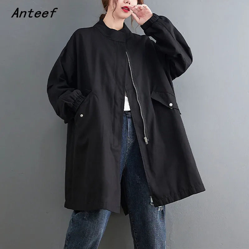 

Anteef хлопковое свободное винтажное повседневное длинное осенне-весеннее пальто для женщин 2021 верхняя одежда