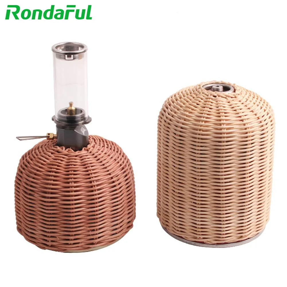 

Rattan Flat Gas Cover Camping Rattan Gas Tank Cover Case Isogas Warmer Case Anti-collision for Outdoor Camping Accessories