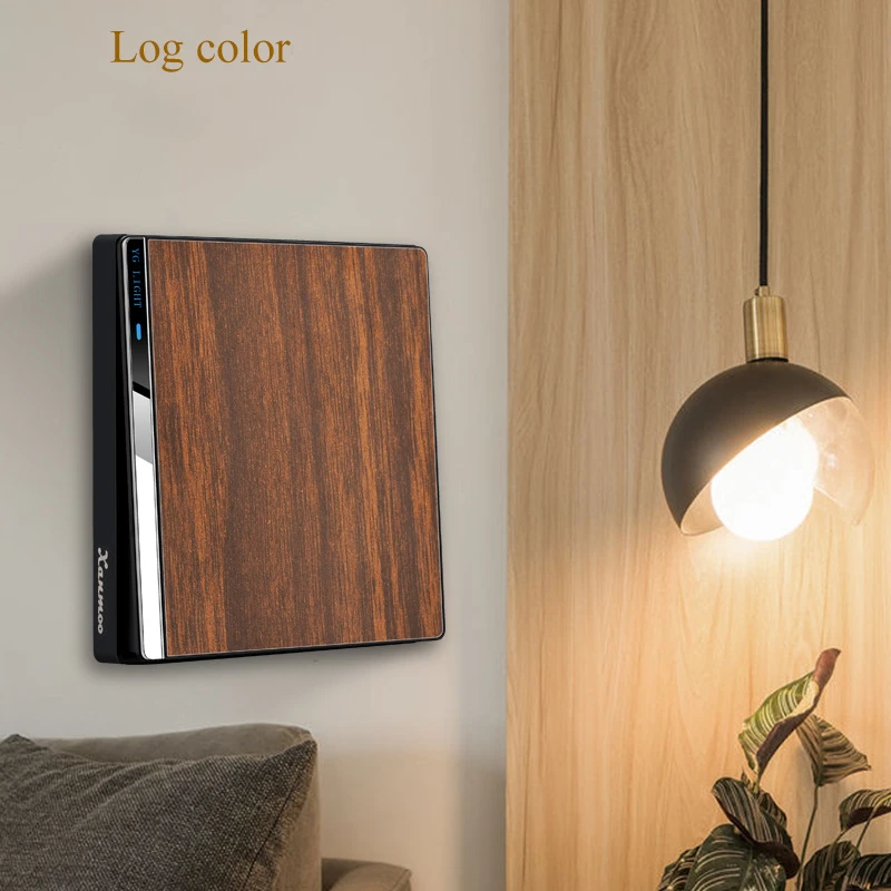 

250V 1/2/3/4gang 1/2way 86*86MM Antique imitation wood grain panel with fluorescence indicator wall power switch L77